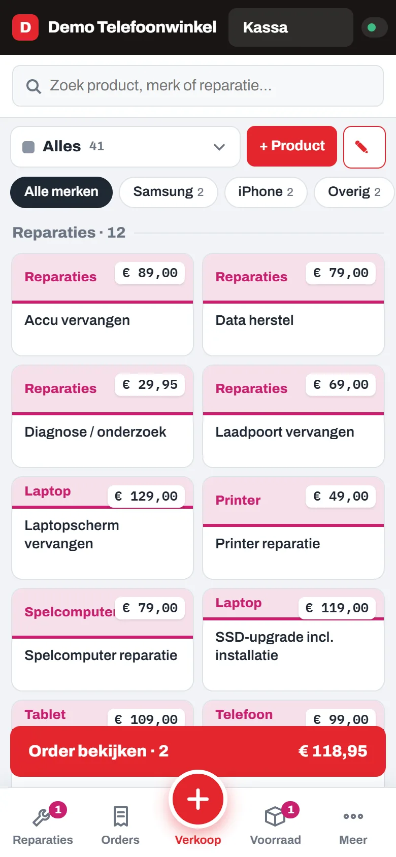 Kassabuddy op een telefoon